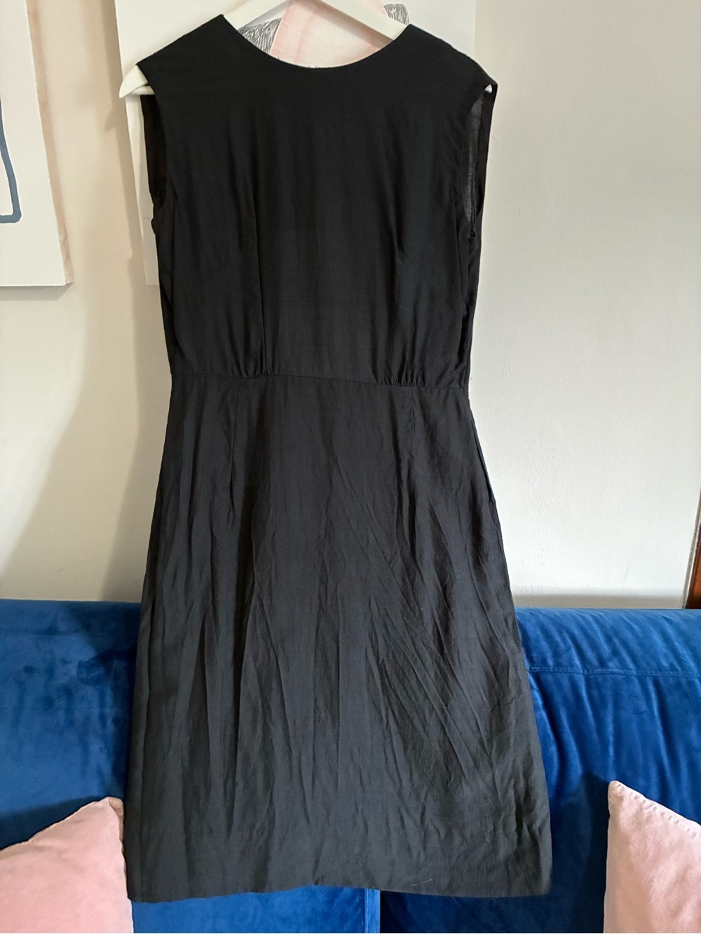 Vintage Black Sleeveless 1950s Midi Dress